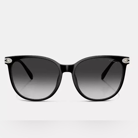 Coach Embedded C HC 8414BD 50023C Rounded Square Black Sunglasses New With Case - Picture 4 of 13